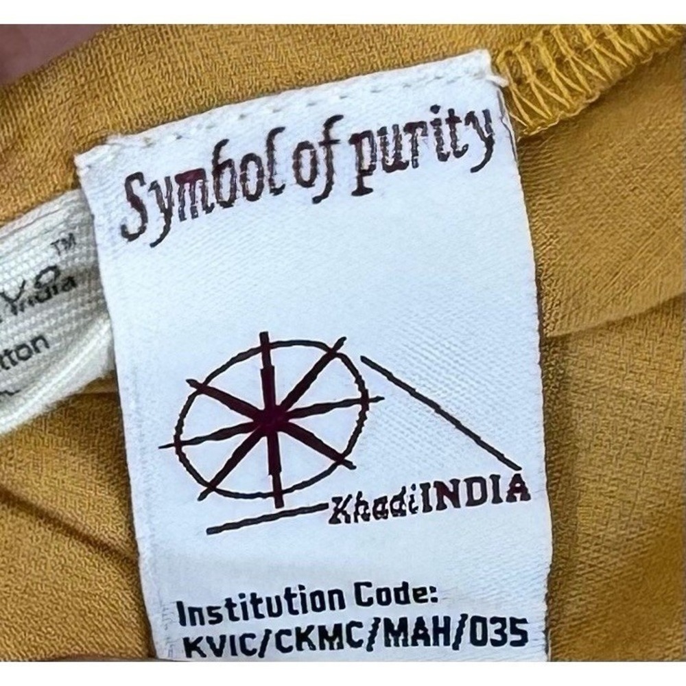 Rentiyo Handwoven Khadi Cotton Anarkali Yellow A-Line Kurta Size XS - Picture 5 of 8